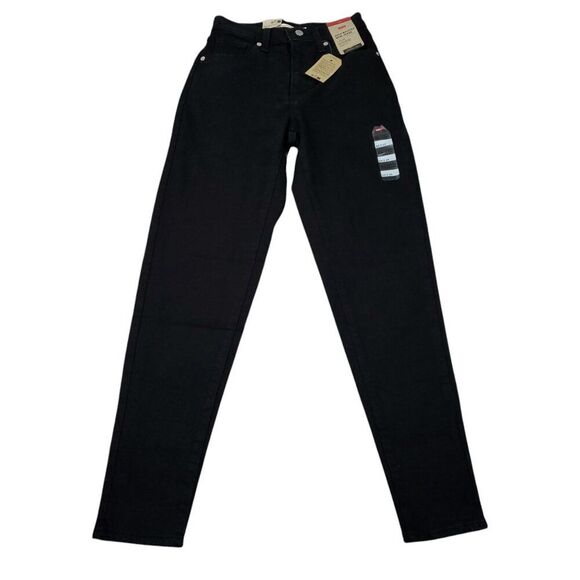 Levi's High Waisted Mom Jeans Tapered Stretch Size 24 x 29 Black High Rise - Picture 2 of 12